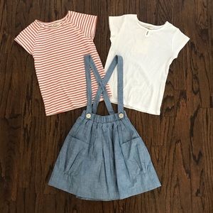 NWT Olive Juice Suspender Skirt + 2 Shirts Set